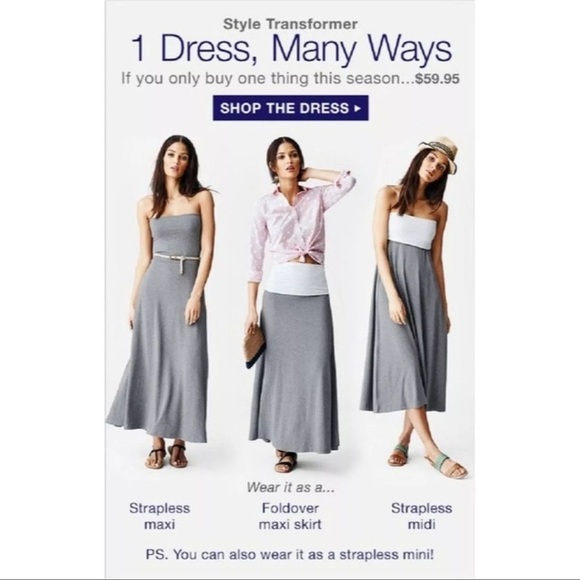 GAP 4 in One Charcoal gray color block strapless Sz L multipurpose dress - Picture 7 of 10